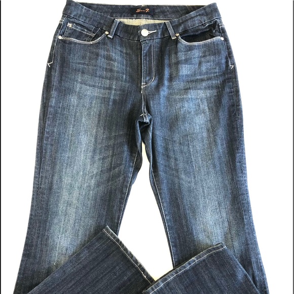 Seven 7, Jeans Size 12 Boot Cut Embroidered Jeans Dark Wash High Rise - Picture 6 of 8